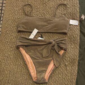J crew gold sparkle bikini